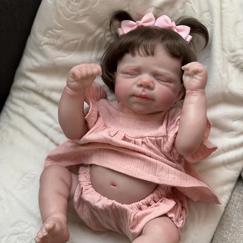 

19 inch 48cm Lifelike Full Vinyl Girl Body Pascale 3D Skin Hadn Rooted Hair Reborn Doll