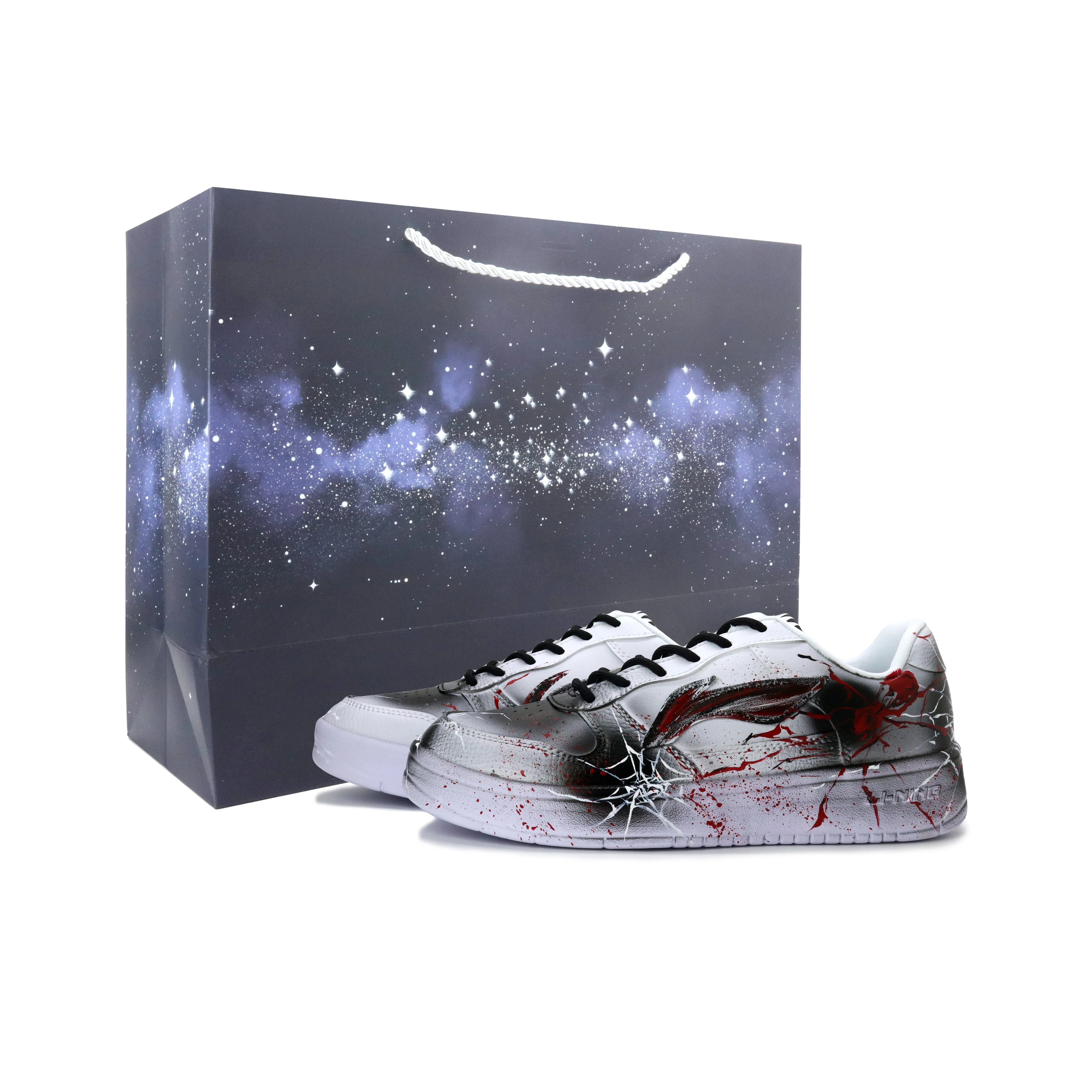 Li Ning Floating Boat Lightweight And Breathable Low top Skateboard Shoes Unisex Black Red White AGCS419-1team390-)