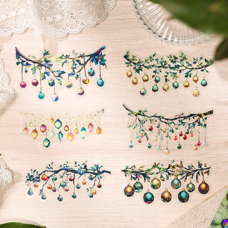 Mr. Paper, 12pcs/bag, Tree Branch Lights with Colorful Light Theme Stickers,decorative Gift Scrapbook, Phone Case,diary Stickers