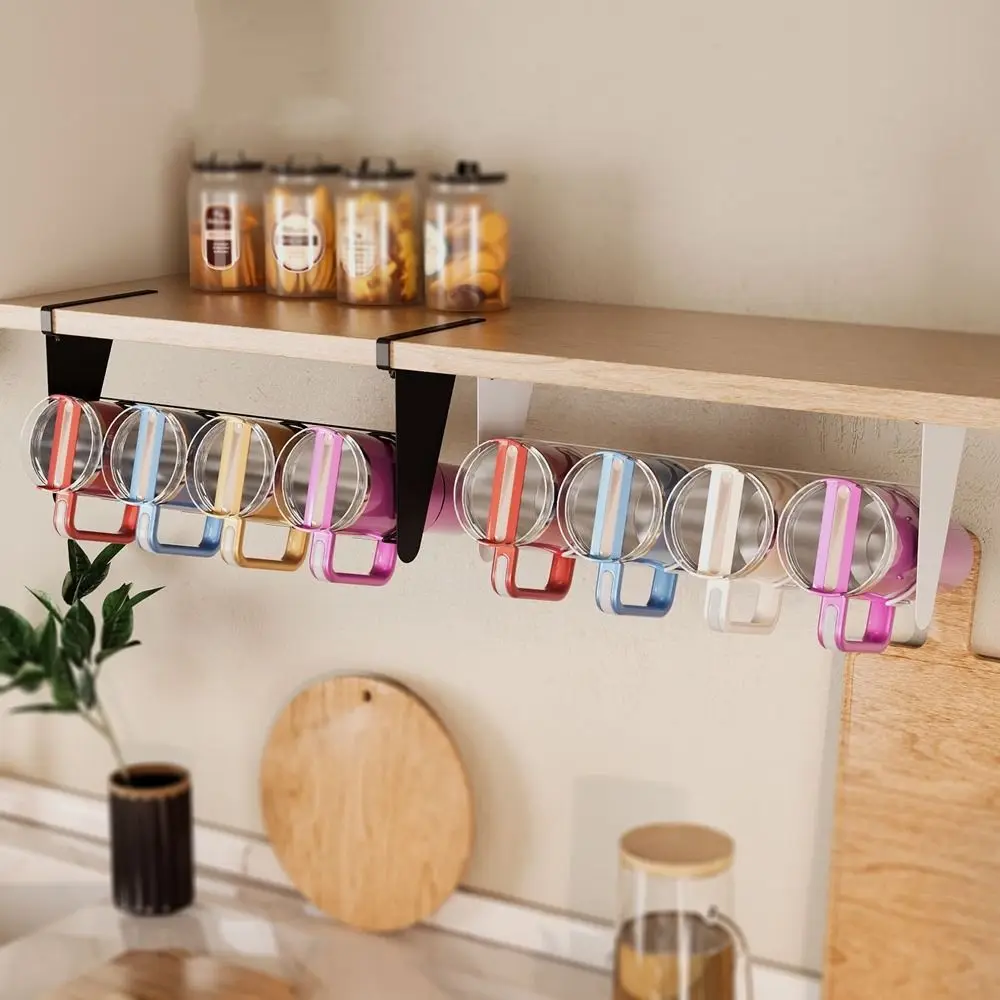 

Carbon Steel Under Cabinet Water Bottle Organizer Large Capacity Wall Mounted Water Bottle Hanging Holder Space Saving