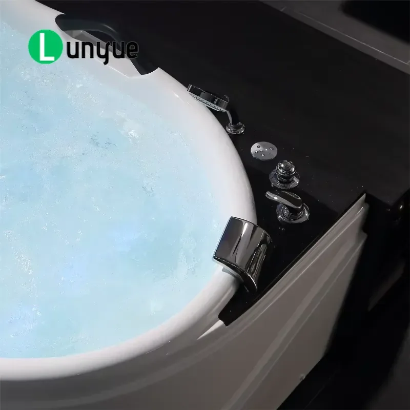 High End Acrylic Spa with Illuminated Bubble Nozzles and Control Panels for Hotel Bathrooms and Villas