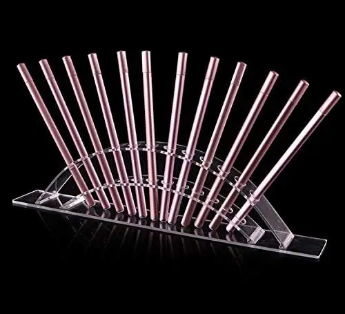 Rainbow Pen Display Stand 12-Slots Premium Clear Acrylic Holder for Pen, Makeup Brush, E-Cigarette, Vapor, Pencil Display Stand