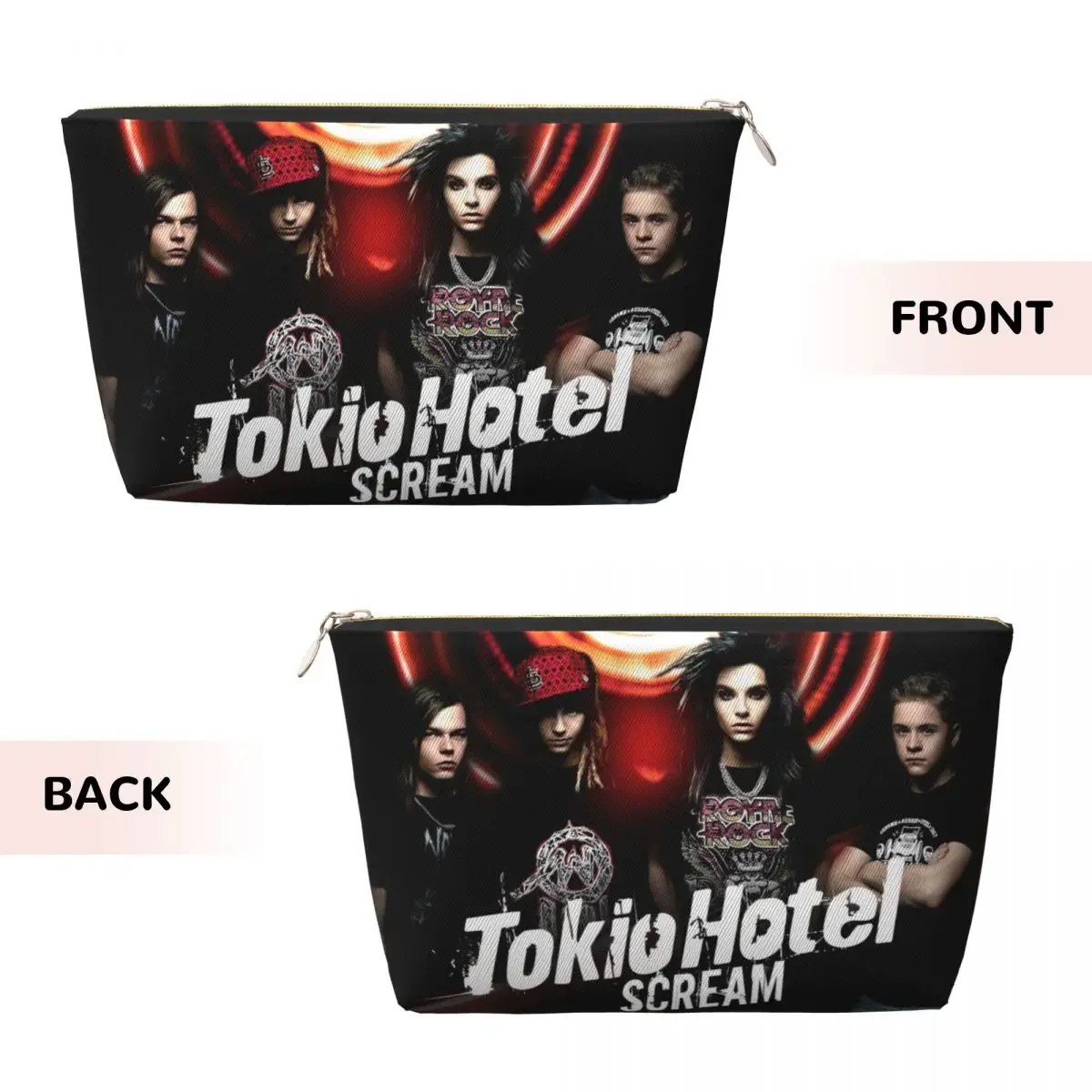 Custom Travel Tokio Hotel German Rock Music Toiletry Bag Portable Makeup Cosmetic Organizer Women Beauty Storage Dopp Kit Box