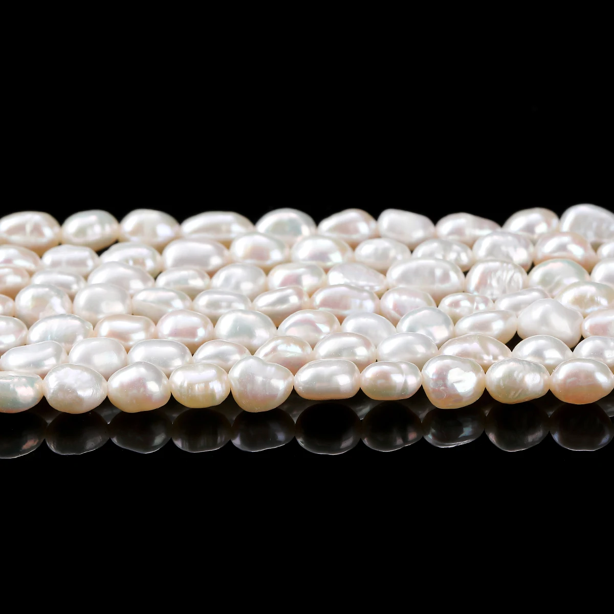 JD 5A Grade Natural White Freshwater Pearl Loose Beads, Double Side Luster Center Drilled Pearls for DIY Jewelry Making
