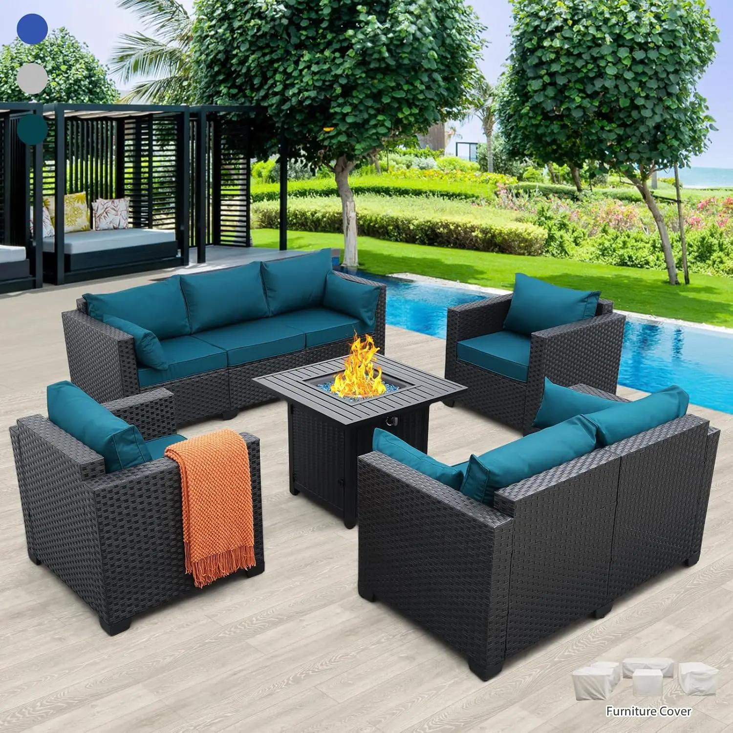 Patio Furniture Set  31-Inch Fire Pit Steel Propane Fire Pit Table