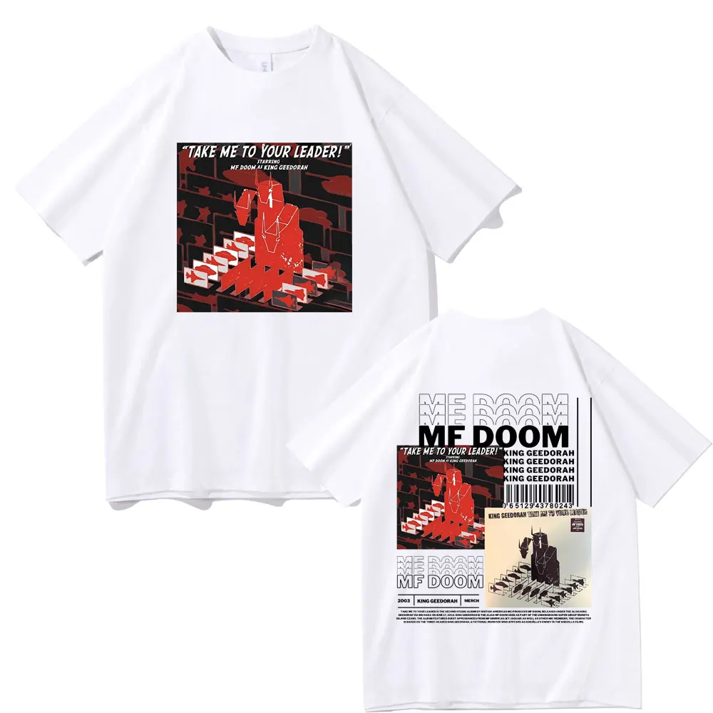 Rapper Mf Doom 2003 King Geedorah Album Cover Double Sided Print Tshirt Men Women Hip Hop Oversized T Shirt Male Black T-shirts