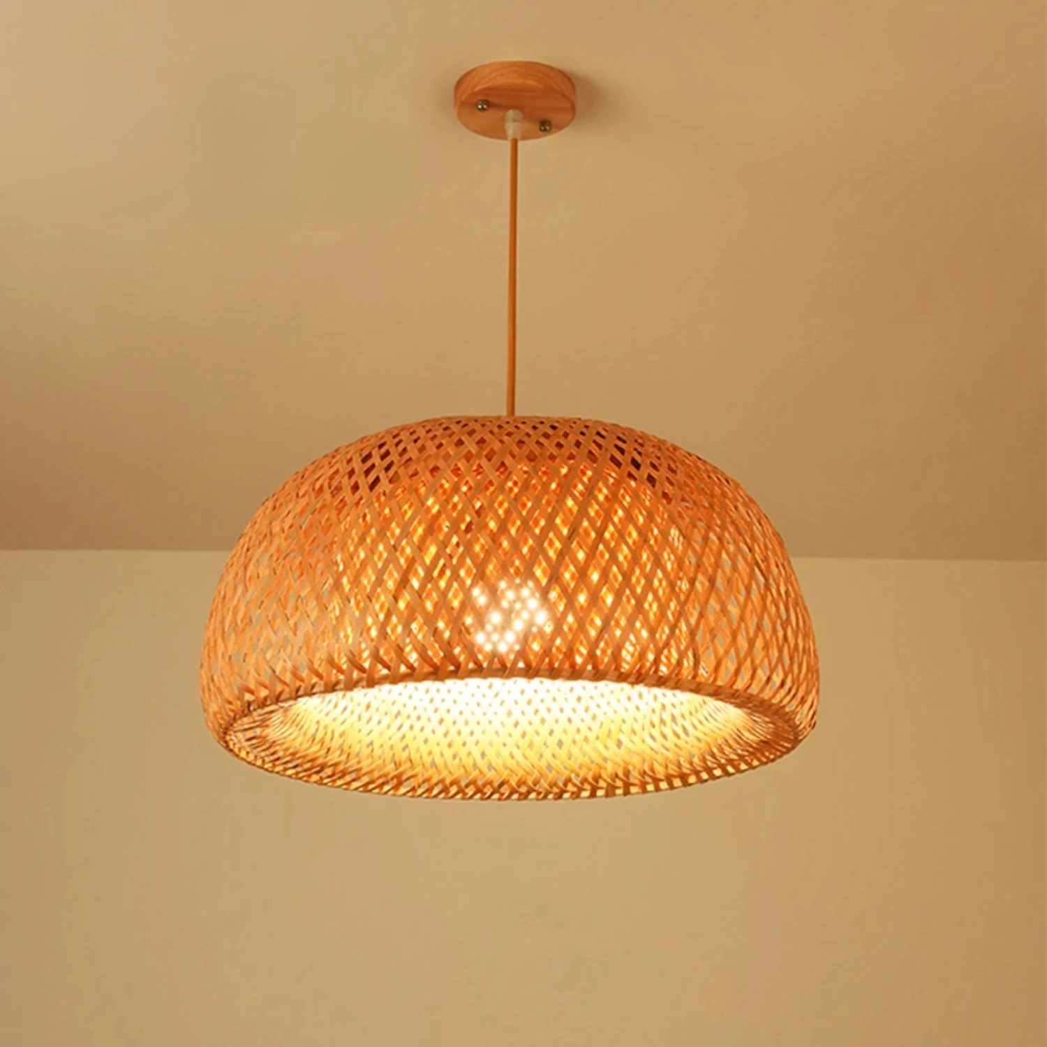 New Chinese Style Hand Knitted Bamboo Pendant Lights Weaving Hanging Lamp Garden Restaurant  Decor Lighting Fixtures