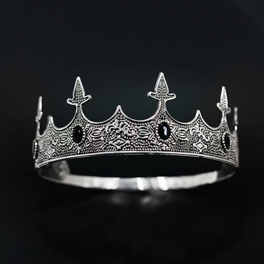 Trendy Vintage Baroque Crown Antique Bronze Shiny Ancient Greece Tiara Multicolor Headwear King Tiara Crown Clothing Accessories