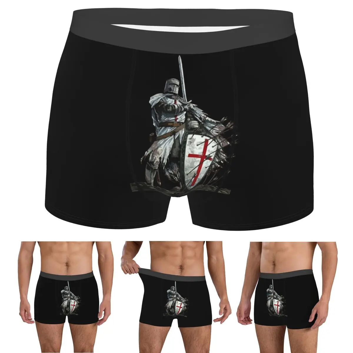 

Boxer Underpants Shorts Templar Shield Cross Knights Templar Panties Men's Breathable Underwear for Homme Man Boyfriend Gifts