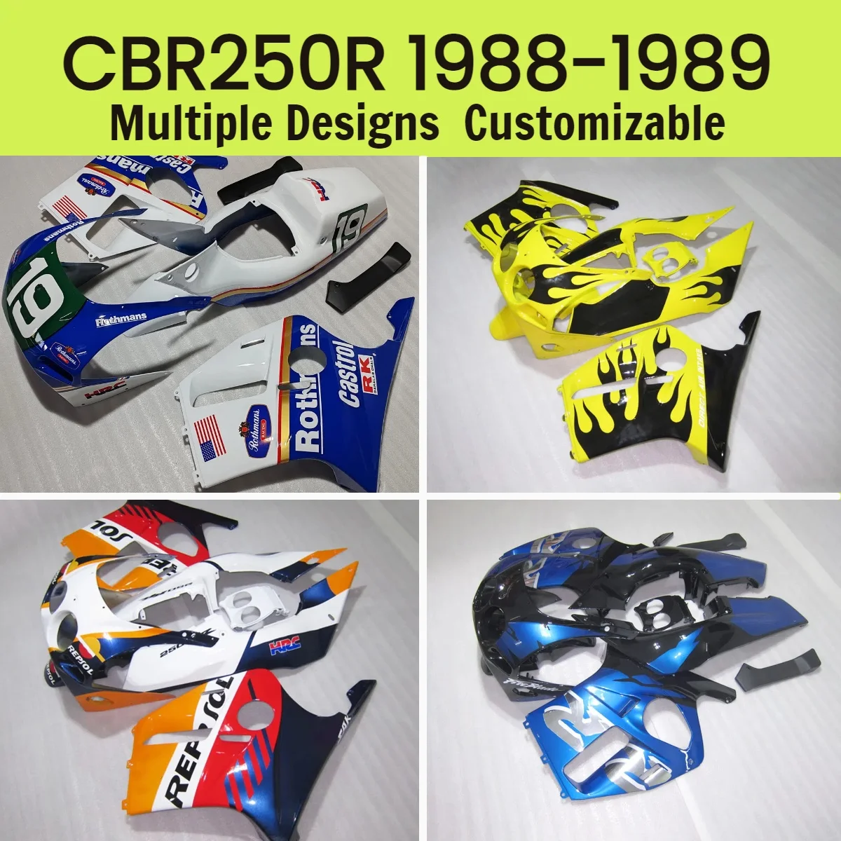 

Для Honda CBR 250R 1988 1989 комплект обтекателей из АБС-пластика CBR250R 88 89, послепродажный мотоцикл, АБС-пластик, гоночные обтекатели, комплект деталей кузова
