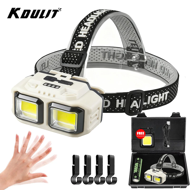 

COB LED Headlamp Rechargeable Headlight,Waterproof Work Light for Outdoor Camping Fishing,Christmas Gifts for Repair Job Worker