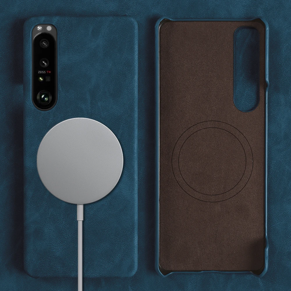 For Magsafe Leather Skin Phone Case For Sony Xperia 1 IV 10 V 5 III 10 IV Pro-I Magnetic Case Hard PC Back Cover Coque Fundas