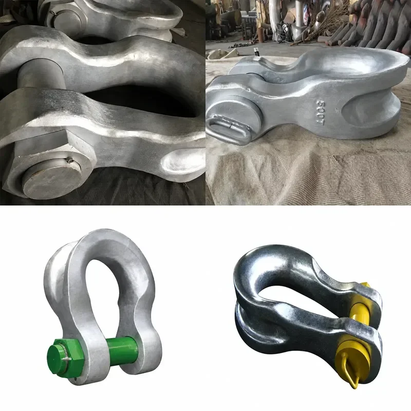 Heavy Duty Alloy Steel Bow Shackle Wide Body Flat Pin Marine Port Lifting Rigging Hardware