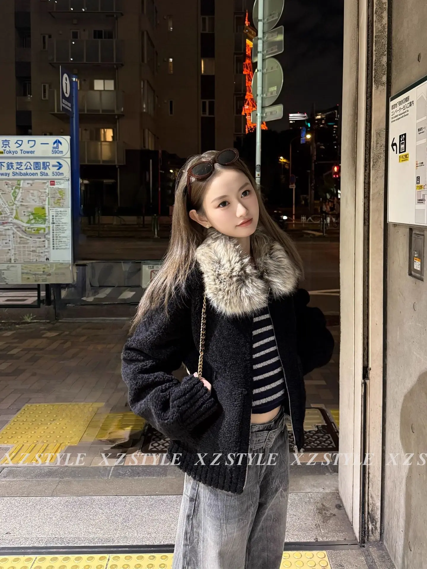 

American Shearling Scuba Jacket Short Cropped Warm Scuba Jacket Oversized Loose Casual Sherpa Jacket Thick Cozy Lined Coat