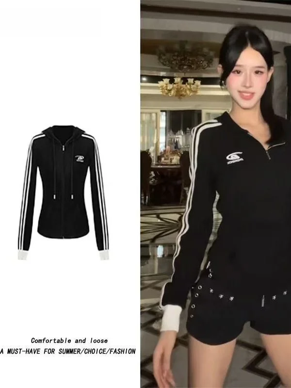 Slim Fit Long Sve Hoodie Damen Faionable Trendy Sle Casual Wear Oberbekleidung Mantel für Herbst Winter Straight Cut Body S...