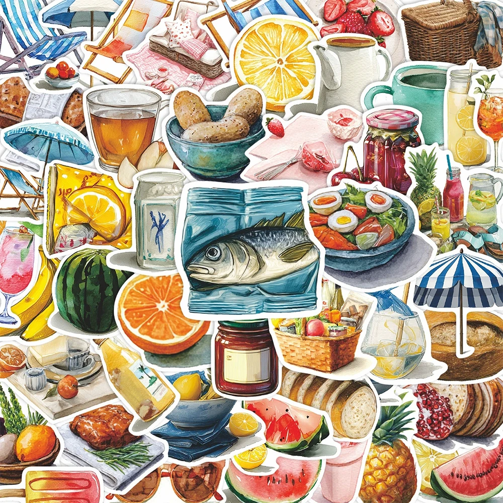 10/30/50/100 Stück Mediterrane Ästhetische Aufkleber Aquarell-Kunst-Sticker DIY Wasserflasche Gitarre Gepäck Vintage Cartoon-Aufkleber