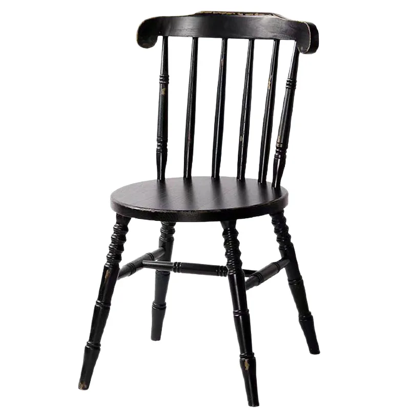

Vintage French Coffee Dessert Milk Tea Shop White Stubble Solid Wood Chair Home Medieval Back Chair American Windsor Dining