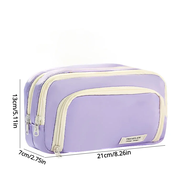 Imagem -06 - Bolsa de Lápis de Grande Capacidade para Meninas Cases Escolares Estéticos Papelaria Bonito Titular Pen Case Zipper Pouch Material Escolar Roxo