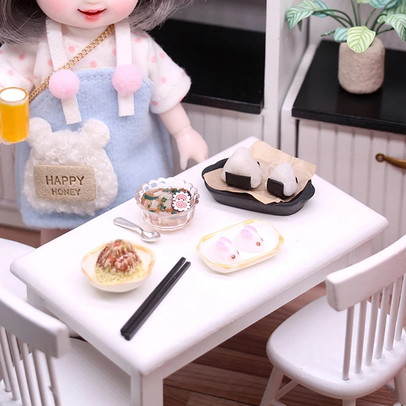 

1:12 Dollhouse Miniature Breakfast Set Soup Sushi Chopsticks Spoon Kitchen Food Tableware Model Decor Toy Doll House Accessories