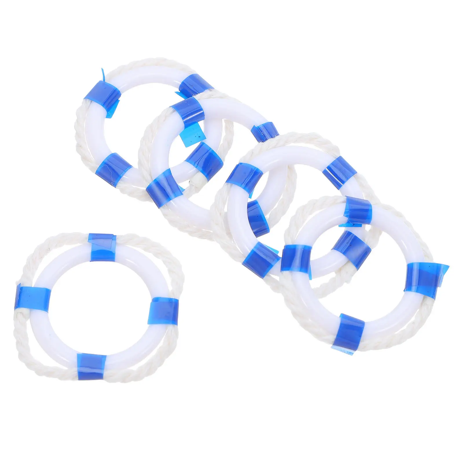 5Pcs Nautical Life Ring Decorative Buoy Miniature Plastic Lifebuoy Ornament for Home Wall Garden Mediterranean Style