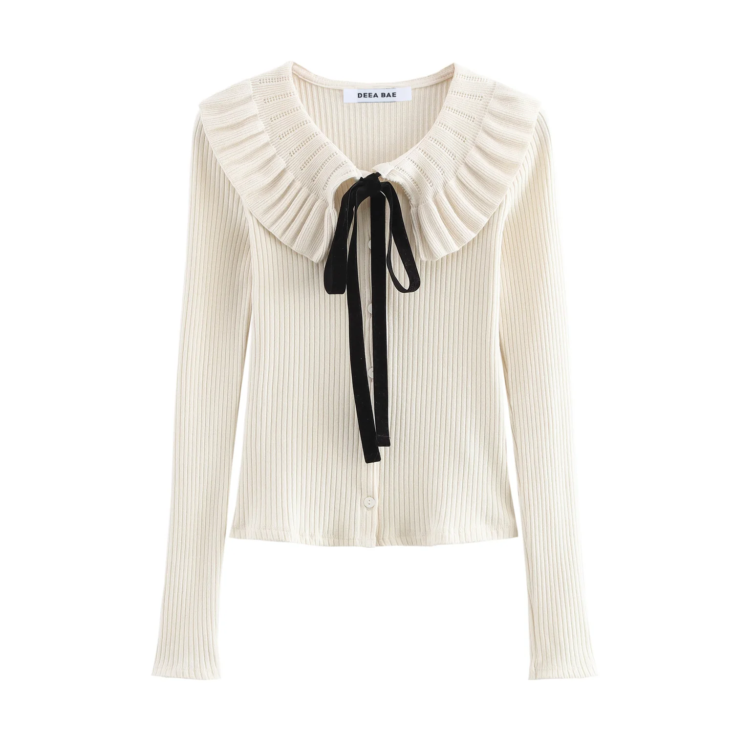 

Women Bow Neck Sweater Cardigan Cardigan for Women Long Sleeve Ribbed Knitwear Outerwears Tops Women 4770156