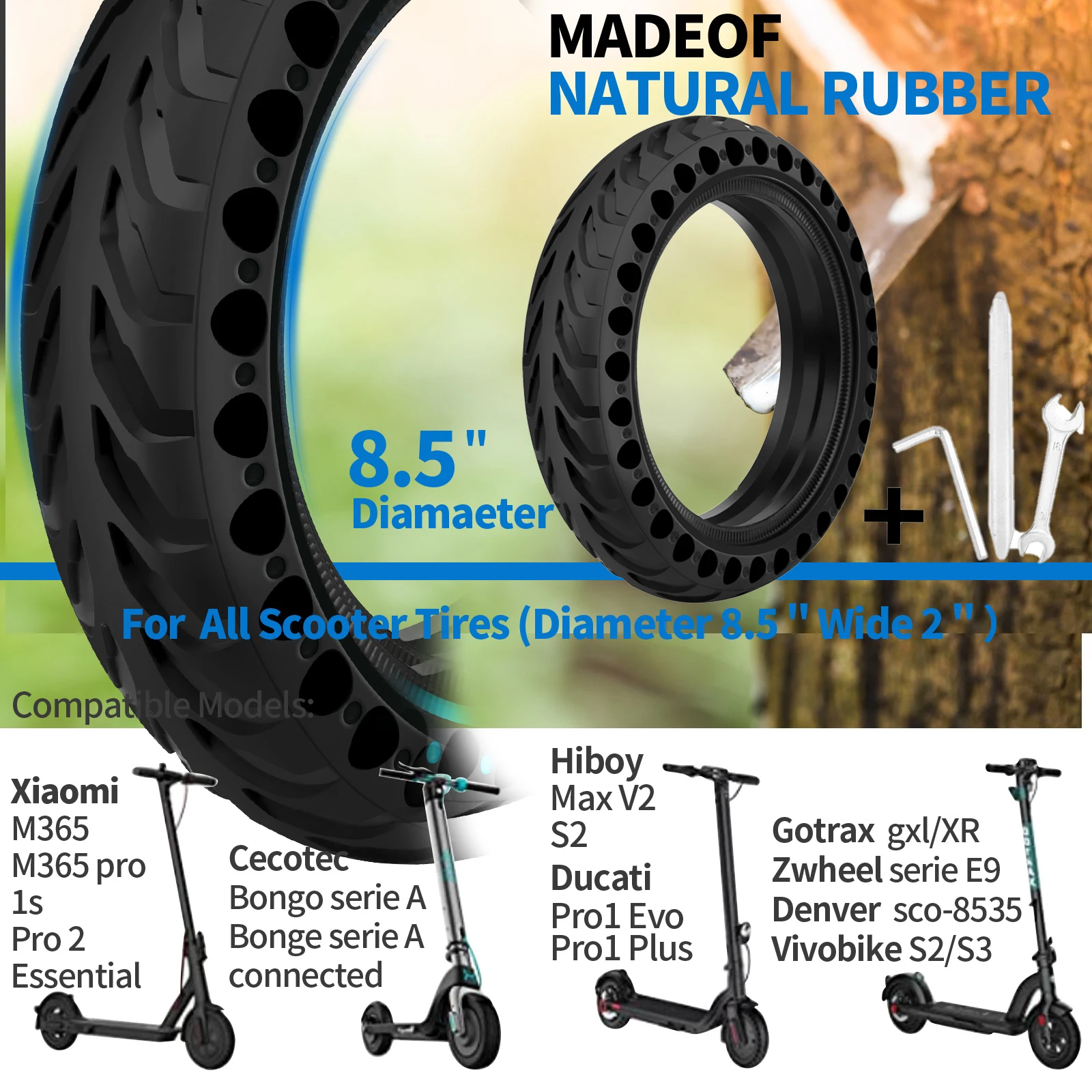 

Solid Tires Are Suitable for Xiaomi M365/Geotrax GXL 8.5 inch V2 Anti Blowout Tire Electric Scooter Accessories