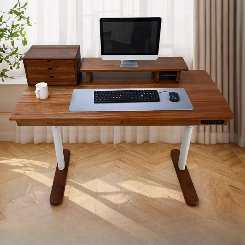 Solid wood lifting computer desk Lifting workbench Standing desk Household electric lifting study
