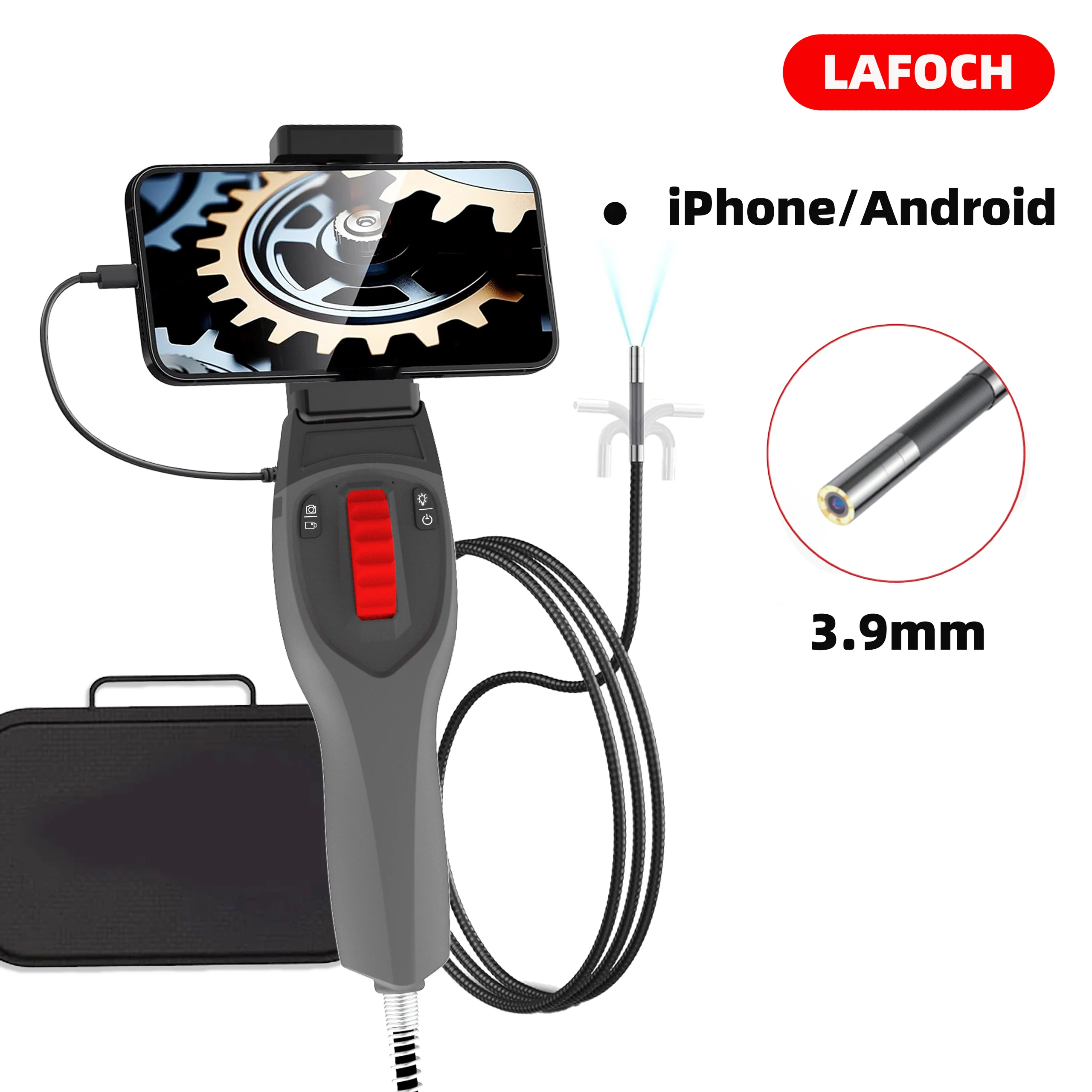 

Two-Way 360° Articulating Borescope 1080P Endoscope Camera with Light 3.9mm Waterproof Probe Camera For Android/iOS Phone