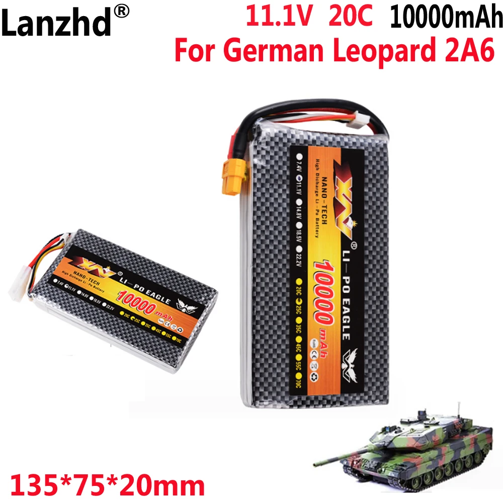 11.1V 20C 10000mAh battery For German Leopard 2a6 Remote Control Tank and USE for Remote Control Toy battery