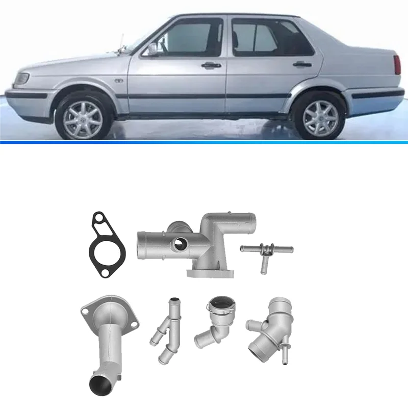 7Pcs Aluminium Engine Coolant Flange Hose Connector Kits 06A121133J For Golf MK4 Jetta 1.8T  TT 2000-2005 1J0121087C