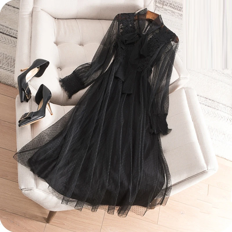 

plus Size Women's Lace Me Dr Spring Autumn New Sle Two-Piece Set Slimming Base Layer Boting Large Code Clothes