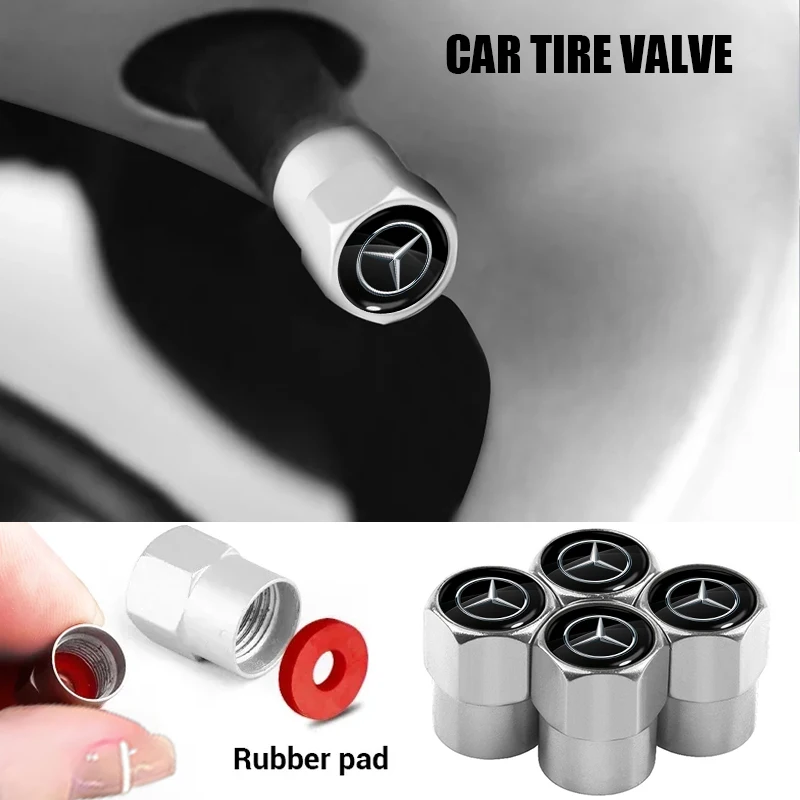 جديد 4 قطعة سيارة عجلة الاطارات صمام قبعات الهواء الجذعية يغطي اكسسوارات لمرسيدس بنز C260 C180 C200 GLA/E/C الفئة E43 E260 E300 #1