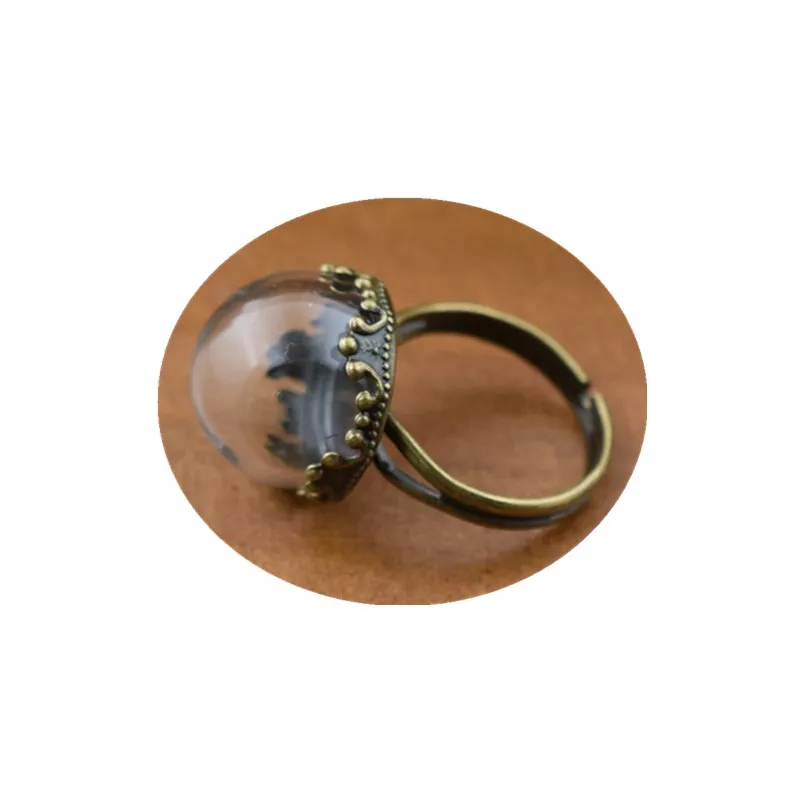 2pcs Hollow Glass Dome With Ring Findings Set Glass Globe Vials Glass Bottle Jewelry Findings