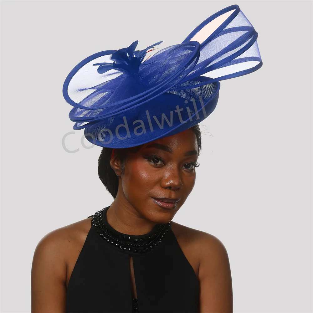 Derby fascinators for women elegant Wedding Headpiece With Fancy Feather Flower Chapeau Cap Ladies Party Banquet Millinery Cap