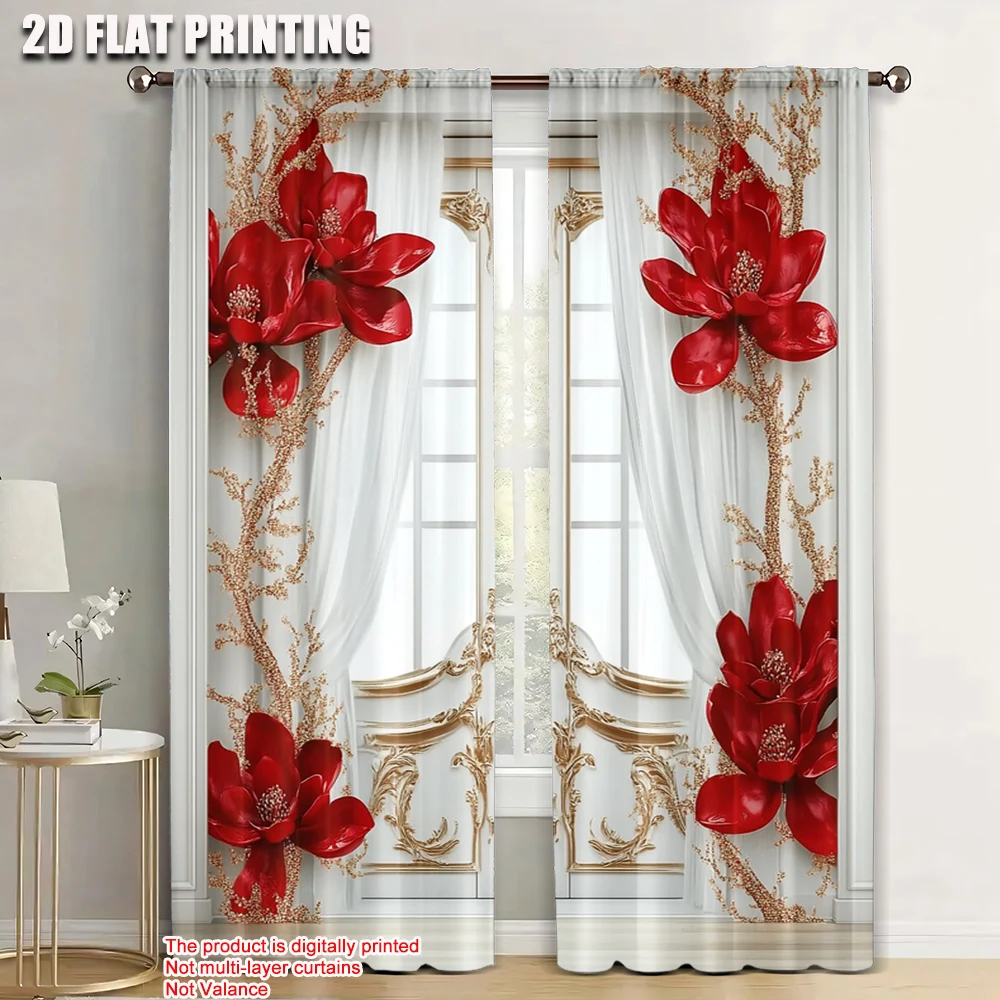 

2pc, Drapes Magnolia Versatile Fabric,Without Electricity Festive Holiday for Carnival Decor