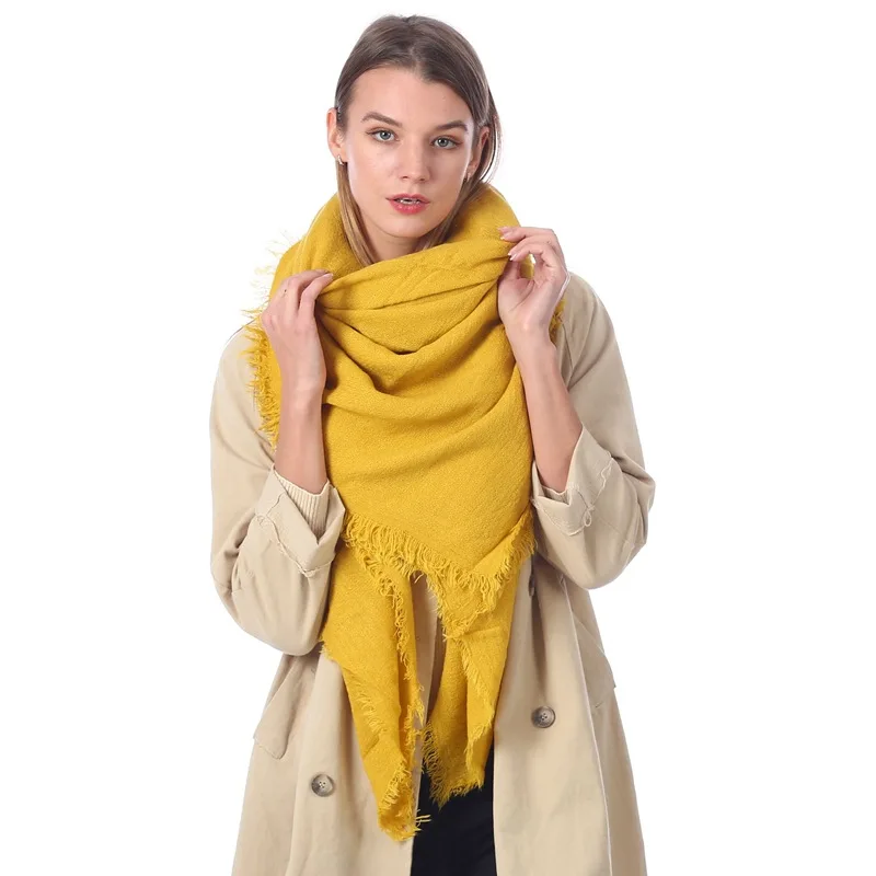 140cm Square Soft Women Scarf Solid Color Winter Warm Shawl Hijabs Blanket Wrap Pashmina Neckerchief Echarpe Bufanda Scarves