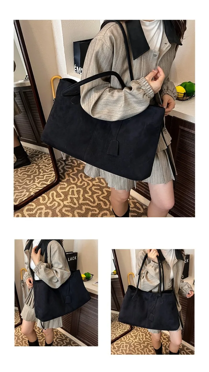 Damen-Schultertasche aus braunem Kunstwildleder, Lässiger Minimalistischer Stil für Tägliche Aufgaben, Wochenendausflüge & Alltägliche Arbeitshandtasche – Detail 4