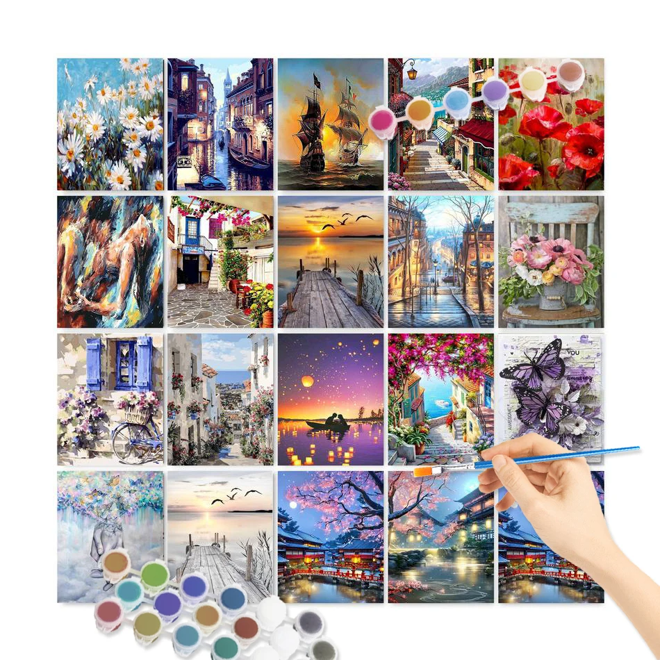 

GATYZTORY Frame Town Landscape DIY Painting By Numbers Kits Drawing Acrylic Picture Modern Wall Art Home Decor 40x50cm Arts