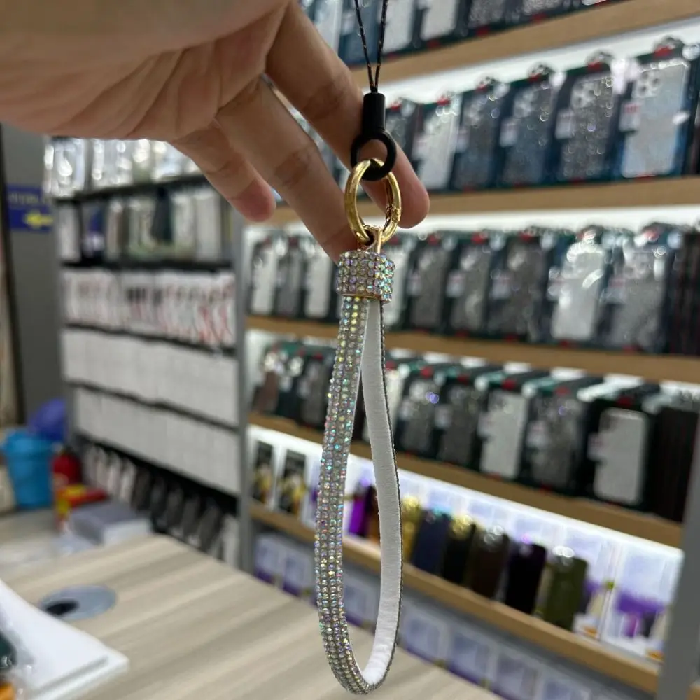 

Роскошный короткий ремешок-цепочка для телефона с блестками и стразами, на запястье, с защитой от потери