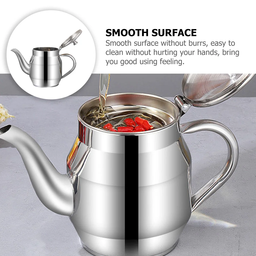 

Grease Container Stainless Steel Oil Storage Can Oil Pot Kitchen Multi-Function Dispenser Comfortable Handle Easy Clean