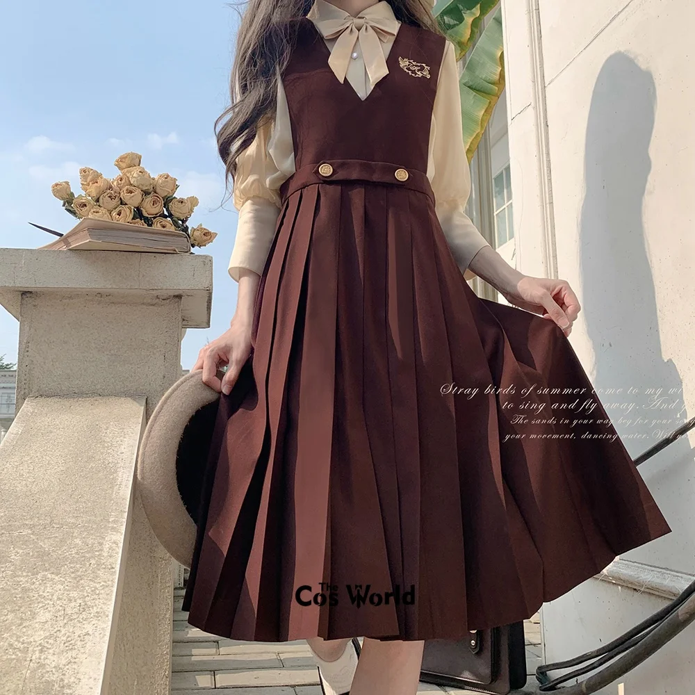 [Historia del té] Trajes de vestir delantal de las mujeres japonesas para niñas, uniforme de escuela secundaria de clase JK, ropa para estudiantes