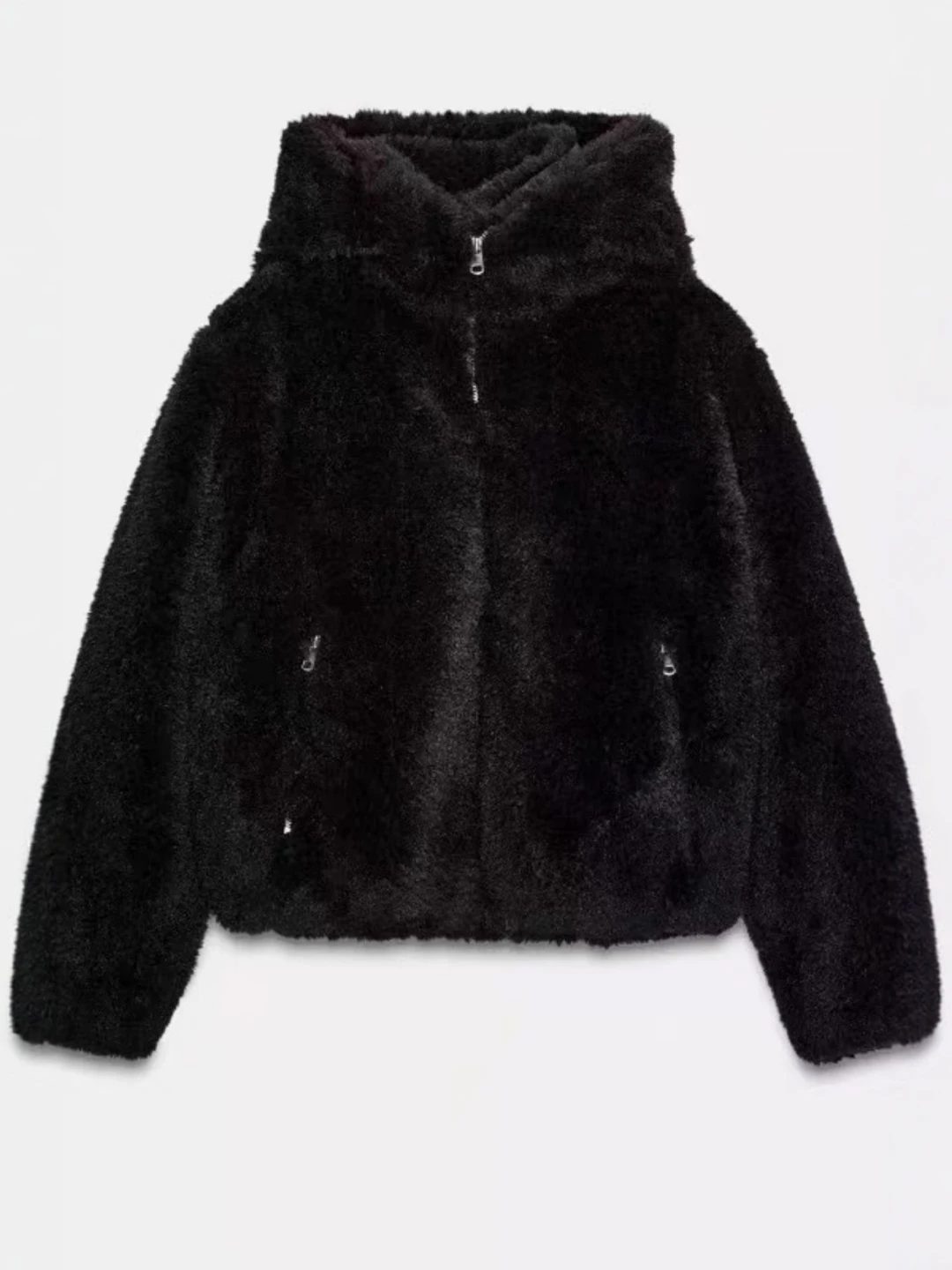 American Style Casual Lamb Velvet Hooded Pilot Jacket Women's Outerwear Long Sleeve Zipper Closure Fashionable Loose Fit