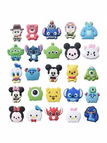 25pcs Disney Characters Shoe Decorations Accessories Charms For Clogs Bubble Slides Sandals，Gift Idea for Birthday.