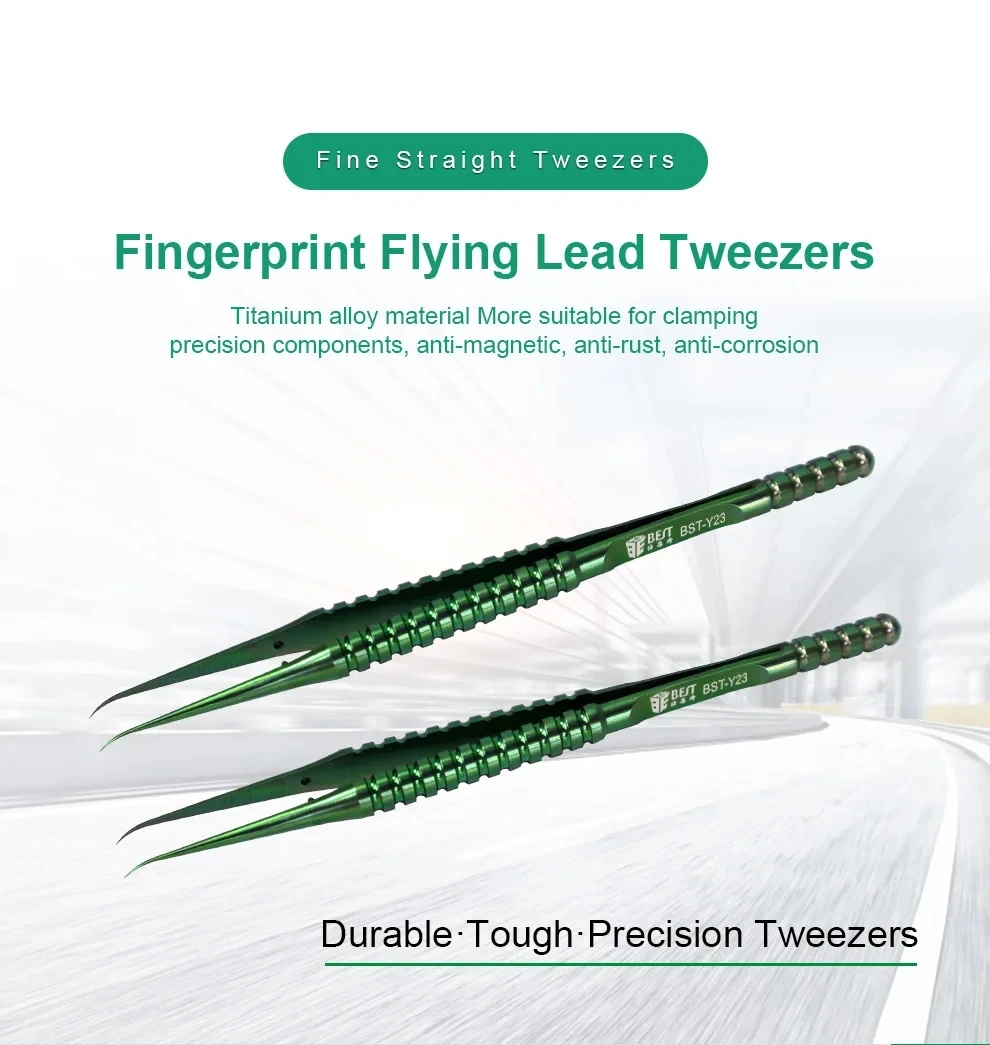 BST Precision Titanium Alloy Tweezer For Mobile Phone, Dot Matrix, Face ID, Electronic Components Maintenace, Ultra-Fine Tweezer