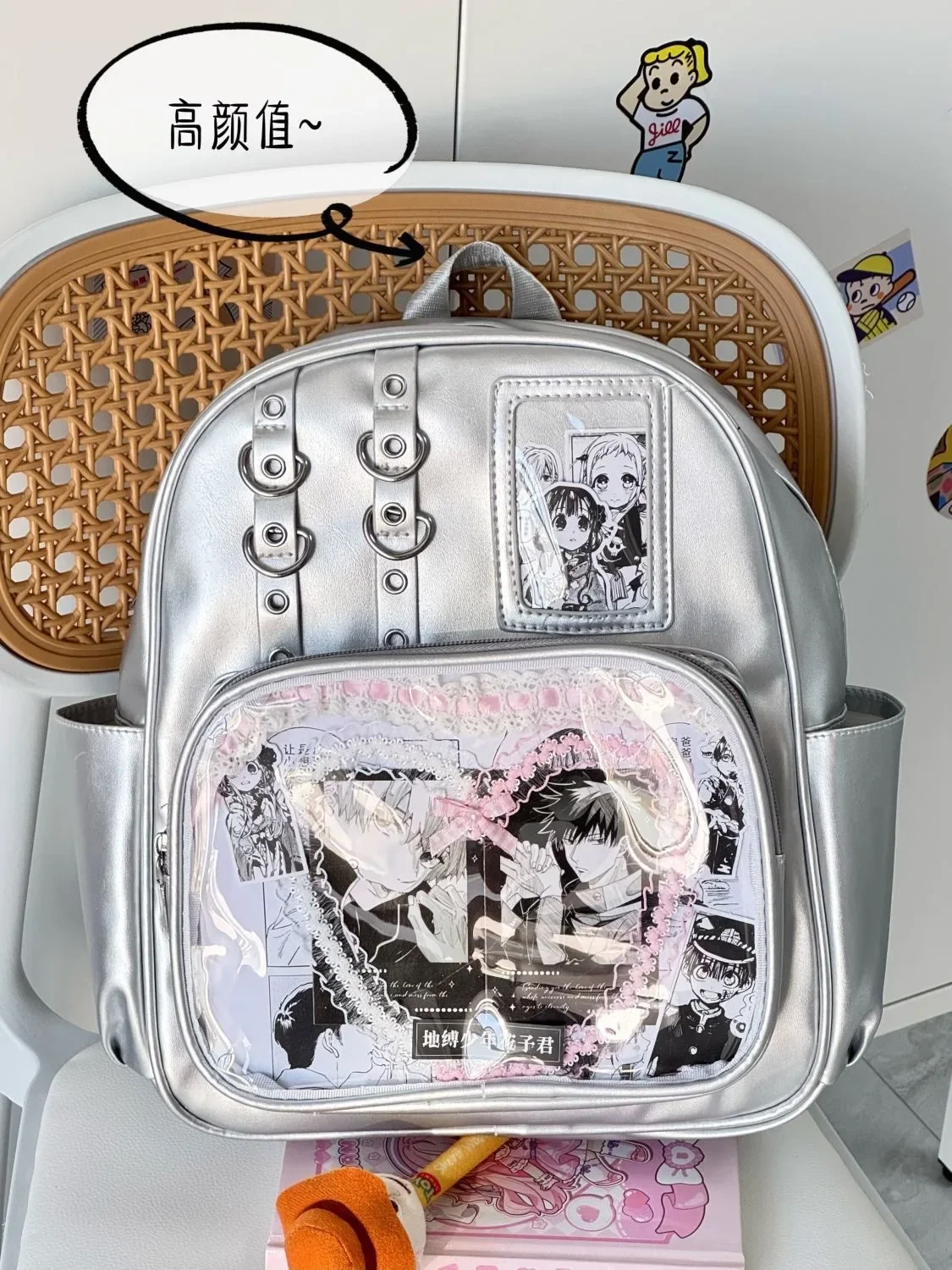 

Small Ita Backpack Transparent Clear Itabackpack Japanese Bags New 2025 Back To School Backpack Girls PU Leather Silver Color