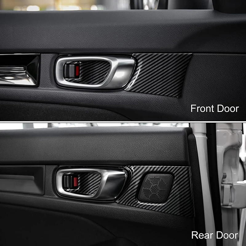 For Honda Civic 11th Gen Accessories 2022 2023 Sporty Design Carbon Fiber Style Car Interior Handle Bowl Cover Trim