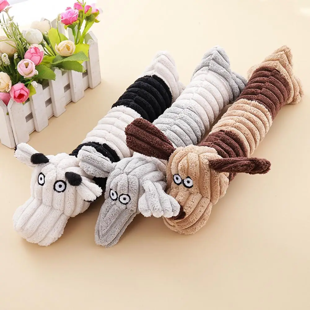 Pet Plush Chewing Vocal Toy Bite-Resistant Plush Toy Promote Dental Health Active Play Cartoon Pet Supplies Training Toy for Sma