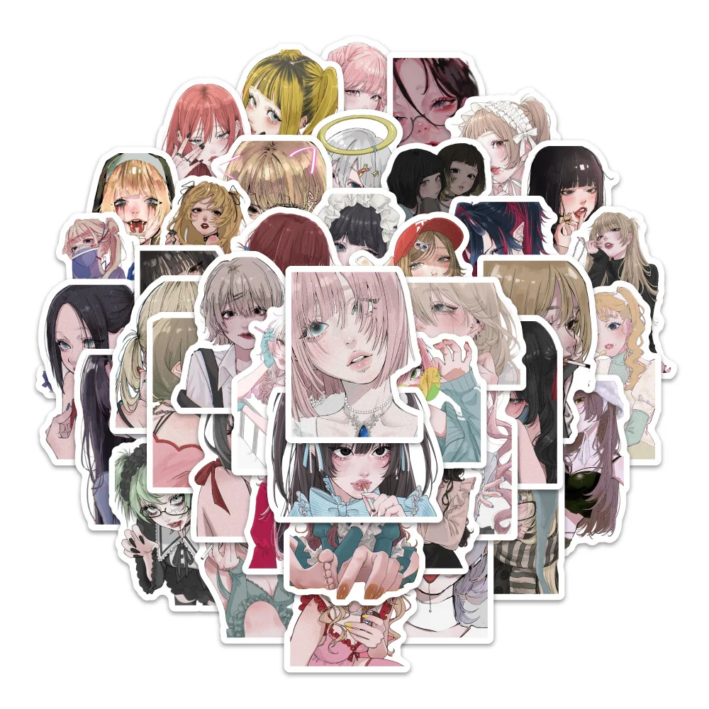 10/30/54 pezzi bella ragazza illustrazione cartone animato graffiti adesivi decorativi chitarra fai da te telefono portatile tazza d'acqua skateboard