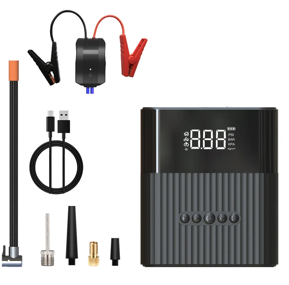 4-in-1 Car Jump Starter 150PSI Portable 12V Battery Booster Tire Inflator Power Bank Emergency Starter Pump