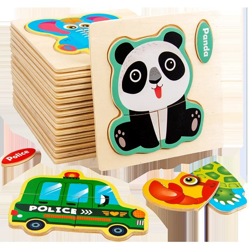 

Wooden Puzzle Jigsaw Toys For Children Wood Cartoon Animal Puzzles Intelligence Kids Early Educational Toys for children